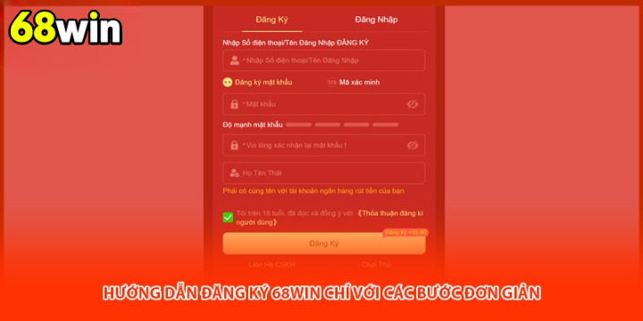 Hướng dẫn đăng ký 68win